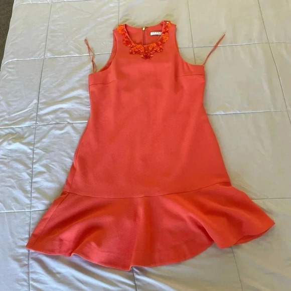 Trina Turk embellished coral ruffle mini dress - Picture 1 of 10